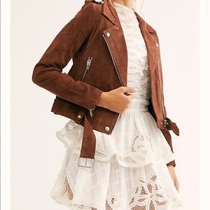 Blank NYC suede moto jacket in coffee